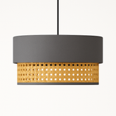 Dual-Tier Rattan & Fabric Ceiling Lamp with Mounting Arrangement